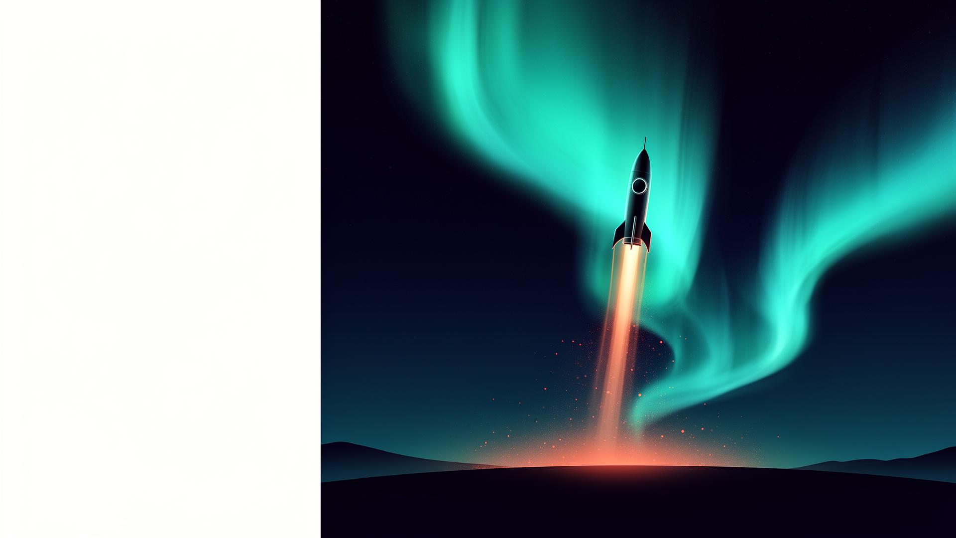 Abstract rocket ascending into an aurora — SkaiRocket